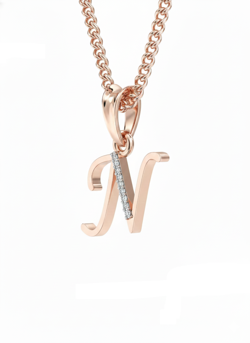 N Initial Alphabet Diamond Pendant - Diamond Jewellery