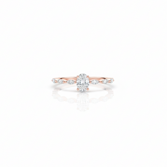 Oval Engagement Ring – Marquise Side Stones