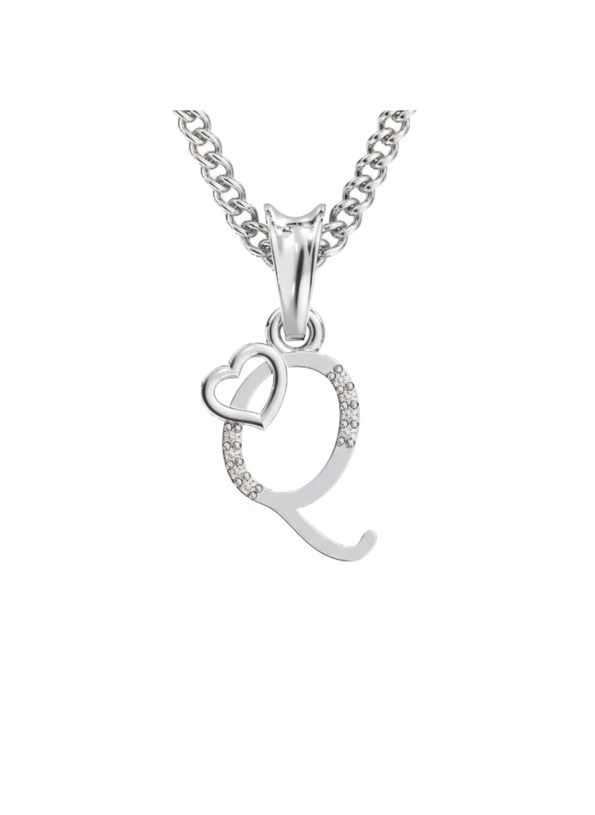 Q Initial Alphabet Diamond Pendant - Diamond Jewellery