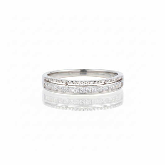 925 Sterling Silver Moissanite Diamond Band Ring