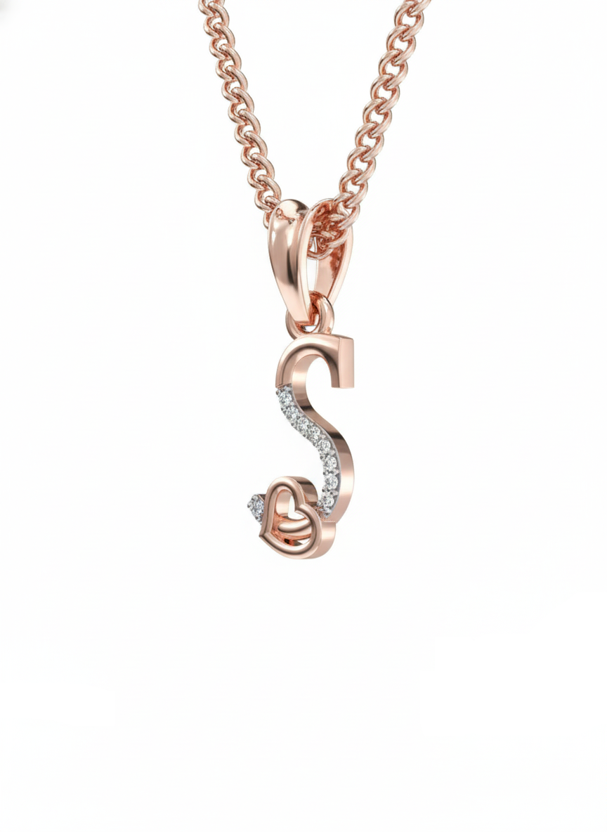 S Initial Alphabet Diamond Pendant - Diamond Jewellery