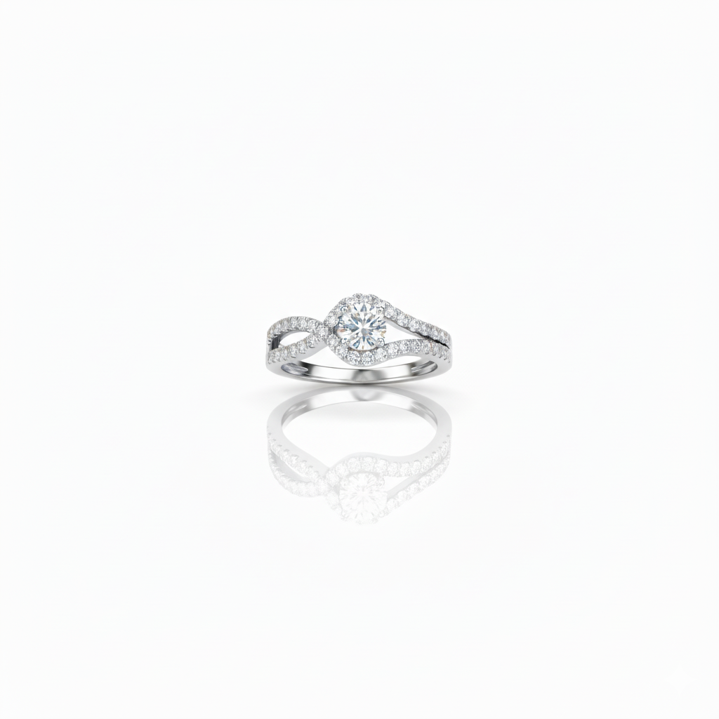 elegant solitaire Moissanite diamond ring