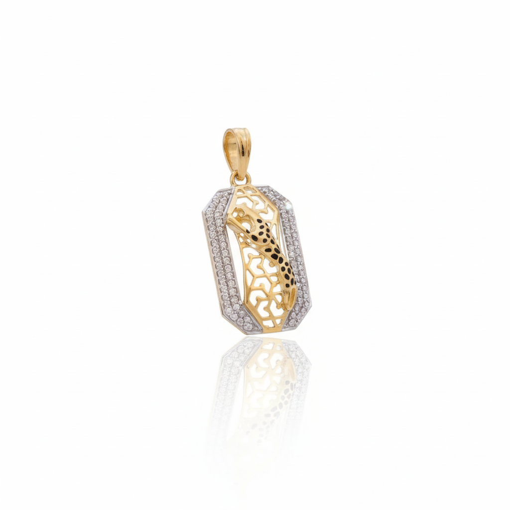 Stunning Gold Men Pendant with American Diamond Accents