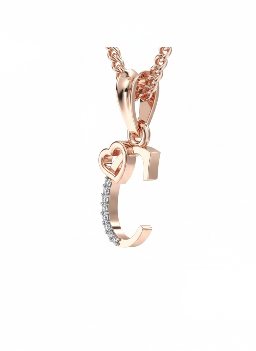 C Initial Alphabet Diamond Pendant - Diamond Jewellery