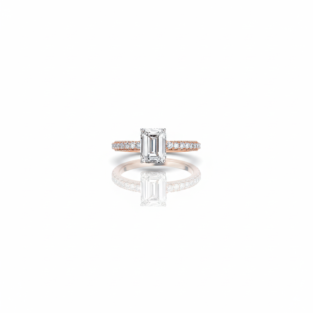 Emerald Cut Moissanite Diamond Ring