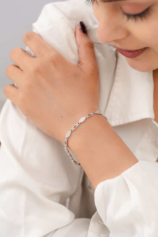 925 Sterling Silver Bracelet for Women American Diamond CZ Adjustable Bridal Gift