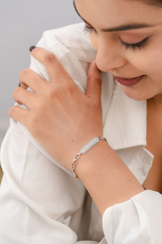 925 Sterling Silver Bracelet for Women American Diamond CZ Link Chain Gift Boxed