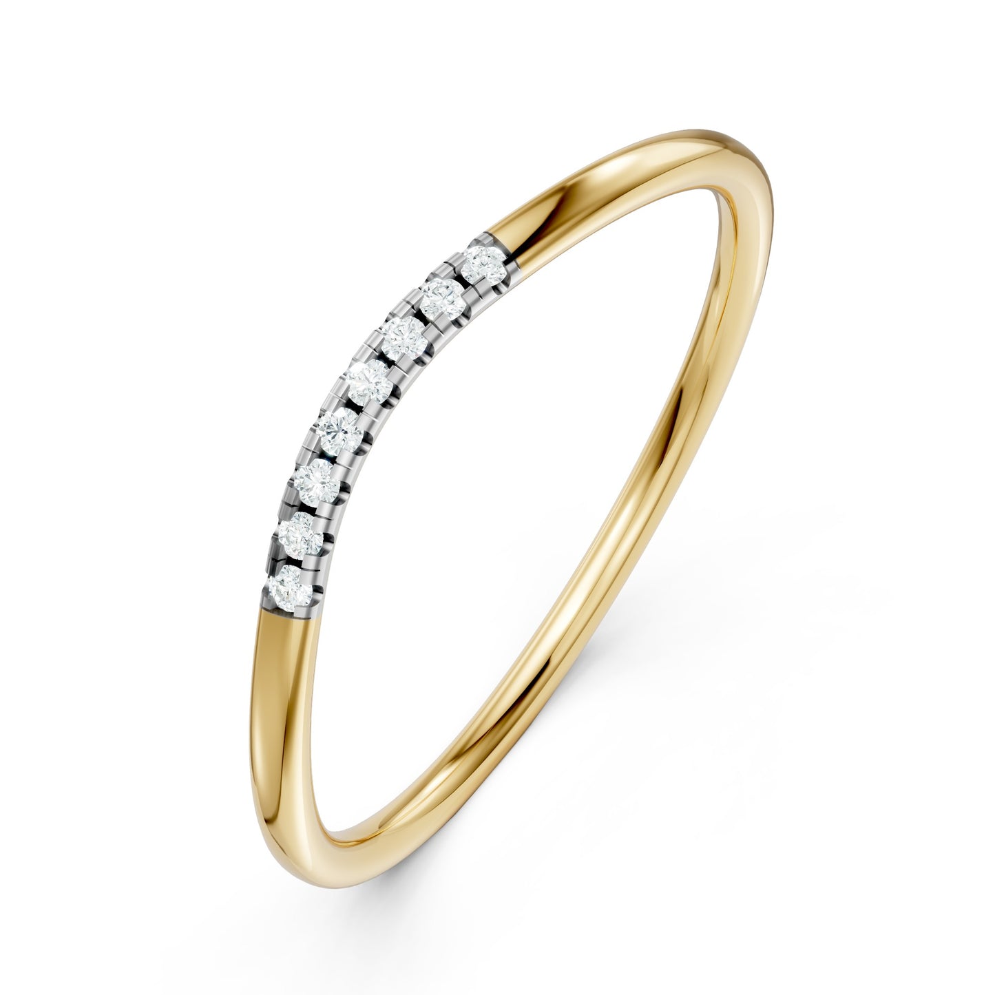 18K Gold Moissanite Diamond Curved Wedding Band Ring Women Stackable Anniversary Minimalist Fine Jewelry Gift