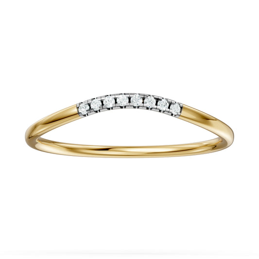 18K Gold Moissanite Diamond Curved Wedding Band Ring Women Stackable Anniversary Minimalist Fine Jewelry Gift