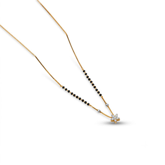 Gold Mangalsutra with American Diamond Pendant