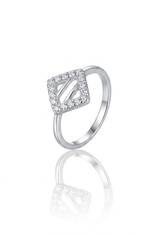 Elegant 925 Sterling Silver Square Halo American Diamond Ring
