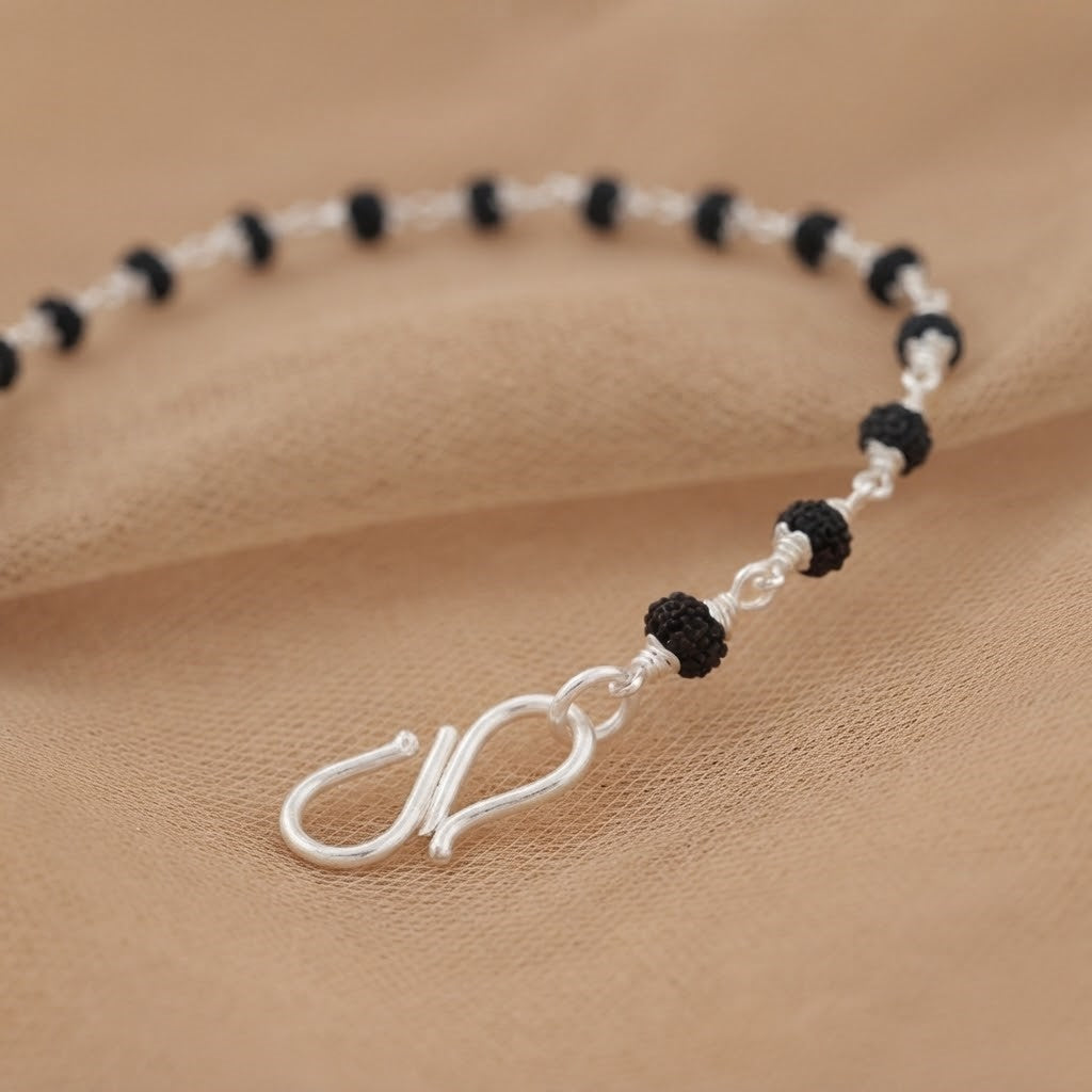 Silver Rudraksha Bracelet for Men & Boys | Traditional Silver Rakhi Bracelet & Spiritual Wristwear