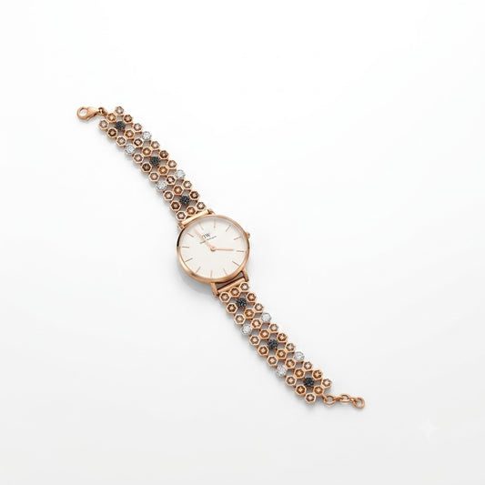Elegant Women's Watch with American Diamond Bracelet