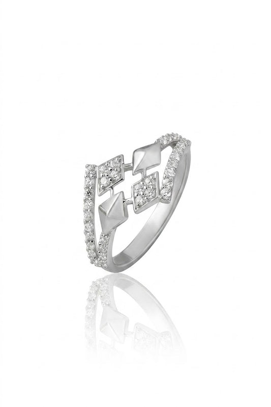 925 Sterling Silver American Diamond Ring for Women Elegant Geometric Band