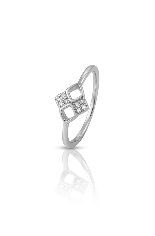 925 Sterling Silver Square Cluster Ring for Women Simulated Diamond CZ Band Gift