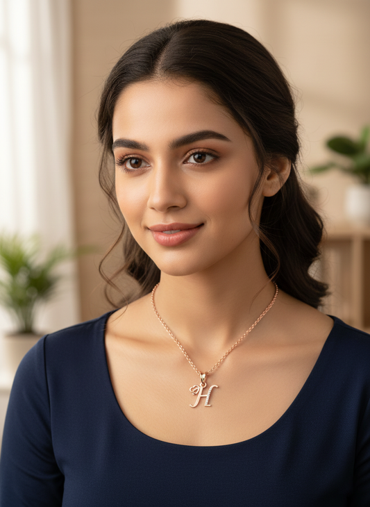 H Initial Alphabet Diamond Pendant - Diamond Jewellery