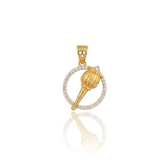 Elegant Gold Men Pendant with American Diamonds – Designer Mace (Gada) Motif