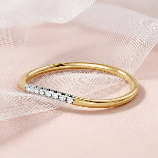 18K Gold Moissanite Diamond Curved Wedding Band Ring Women Stackable Anniversary Minimalist Fine Jewelry Gift