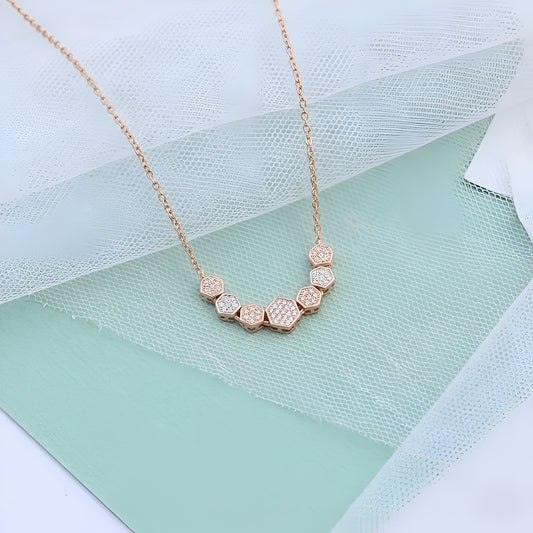 Elegant Hexagonal Pendant Necklace with American Diamonds – Exclusively by Nakrani Gold