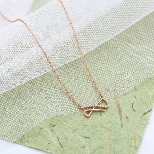Elegant ROSE Gold Necklace with Diamonds