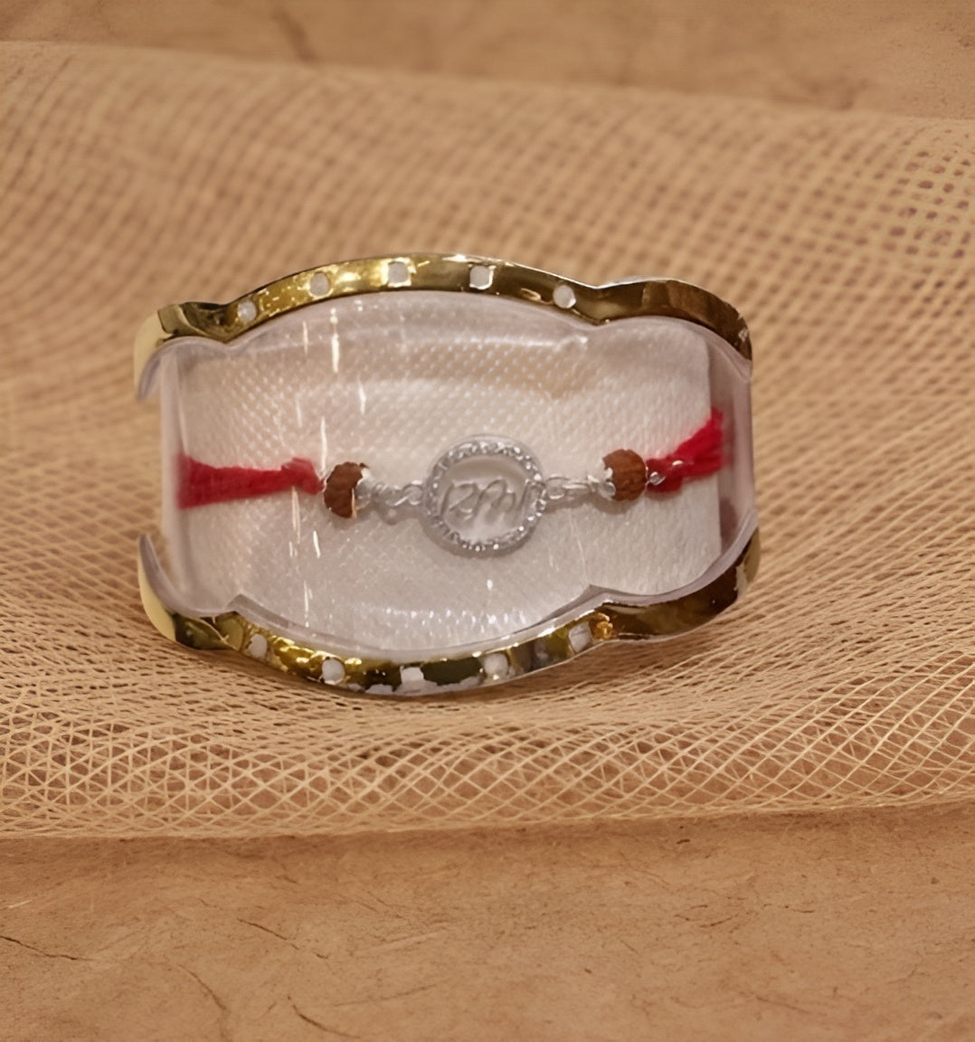 Premium Silver Rakhi with Rudraksha - Elegant Brother’s Gift