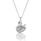 Silver Swan Chain Pendant Necklace with American Diamonds & Cat's Eye Stone