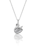 Silver Swan Chain Pendant Necklace with American Diamonds & Cat's Eye Stone