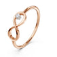 Dainty Moissanite Infinity Ring 9KT Yellow Gold Minimalist Promise Band Gift