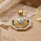 Mens 14K Gold Two Tone Lion Head Pendant