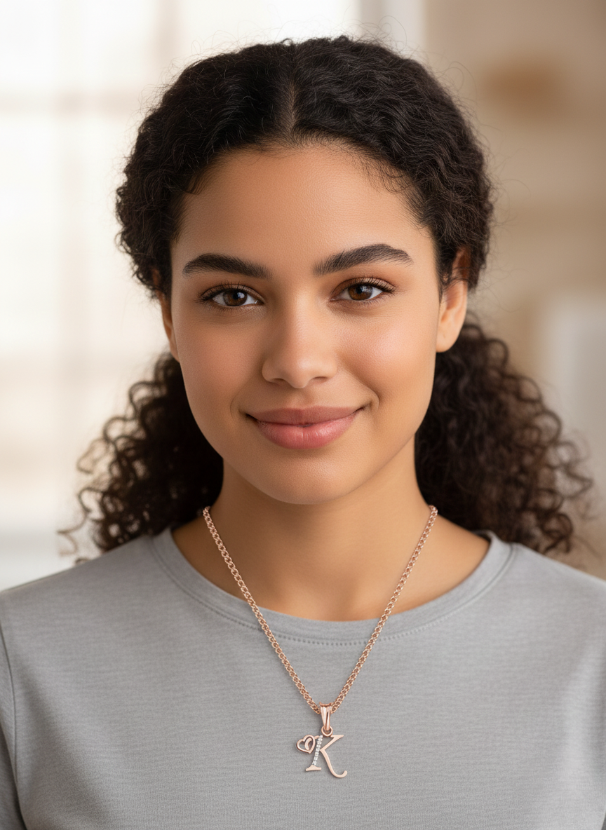 K Initial Alphabet Diamond Pendant - Diamond Jewellery