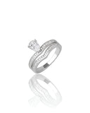 925 Sterling Silver Pear Cut Diamond Ring Set for Women American Diamond V Band