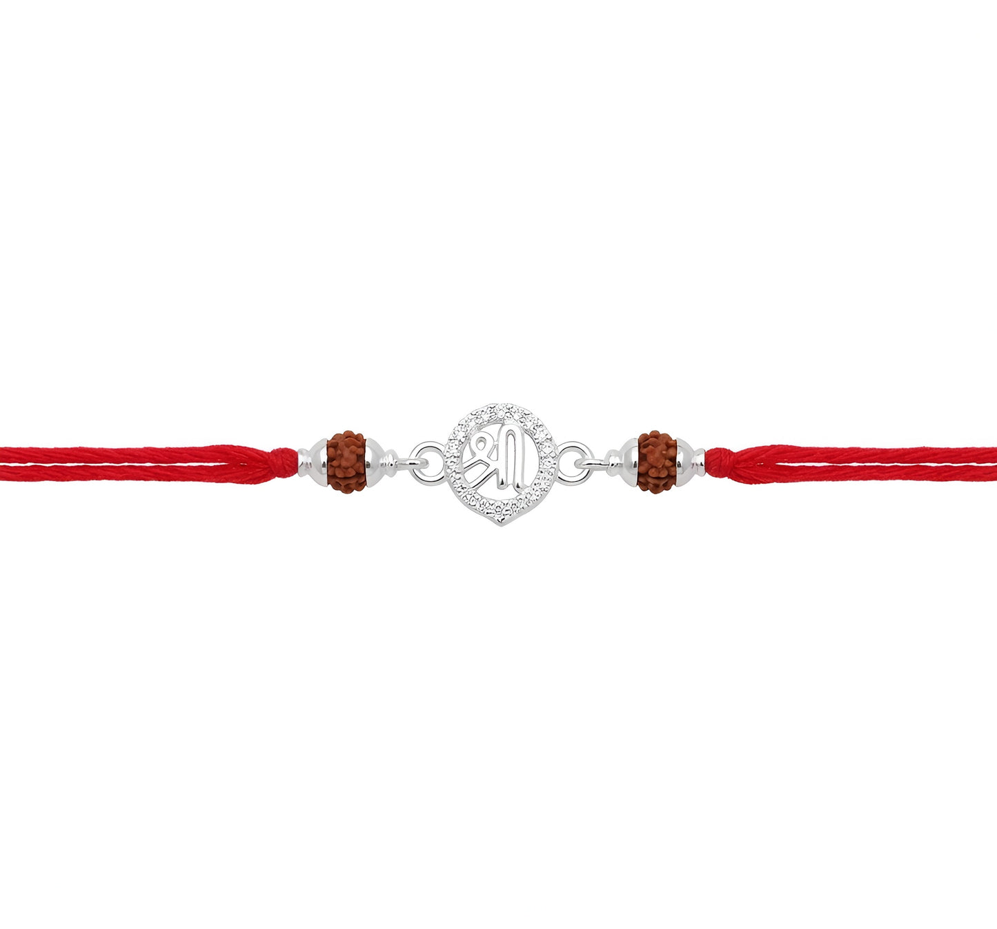 Elegant Shree Broach Silver Rudraksha Rakhi for Brother