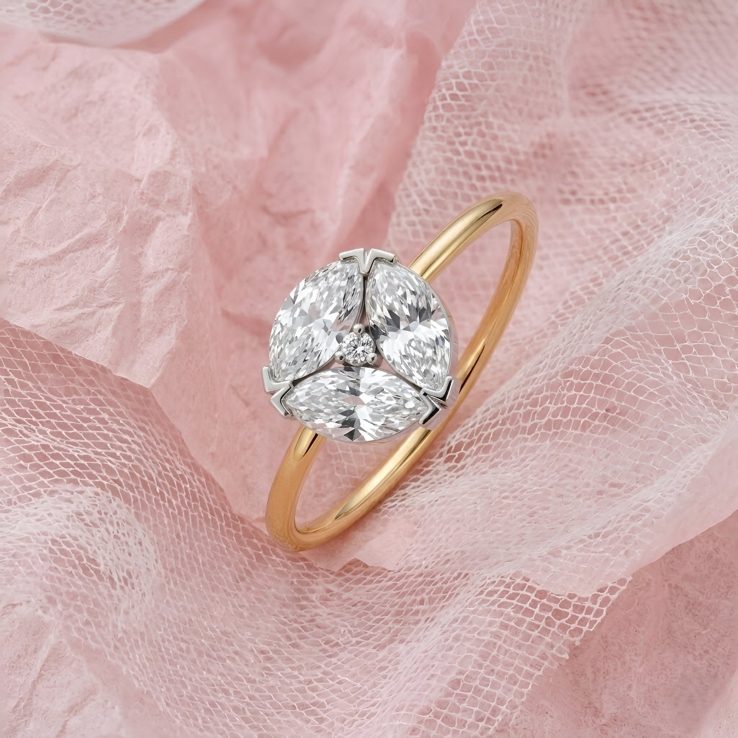 9K Solid Gold Marquise Cut Moissanite Diamond Ring Women Engagement Promise Ring Fine Jewelry Gift