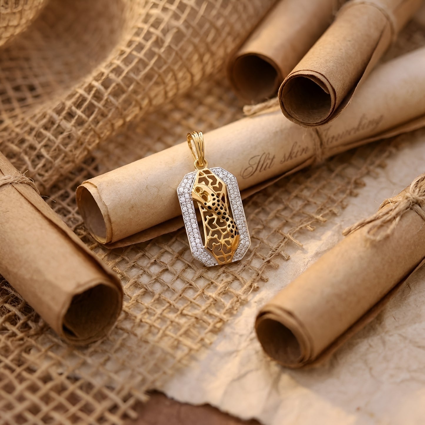 Stunning Gold Men Pendant with American Diamond Accents