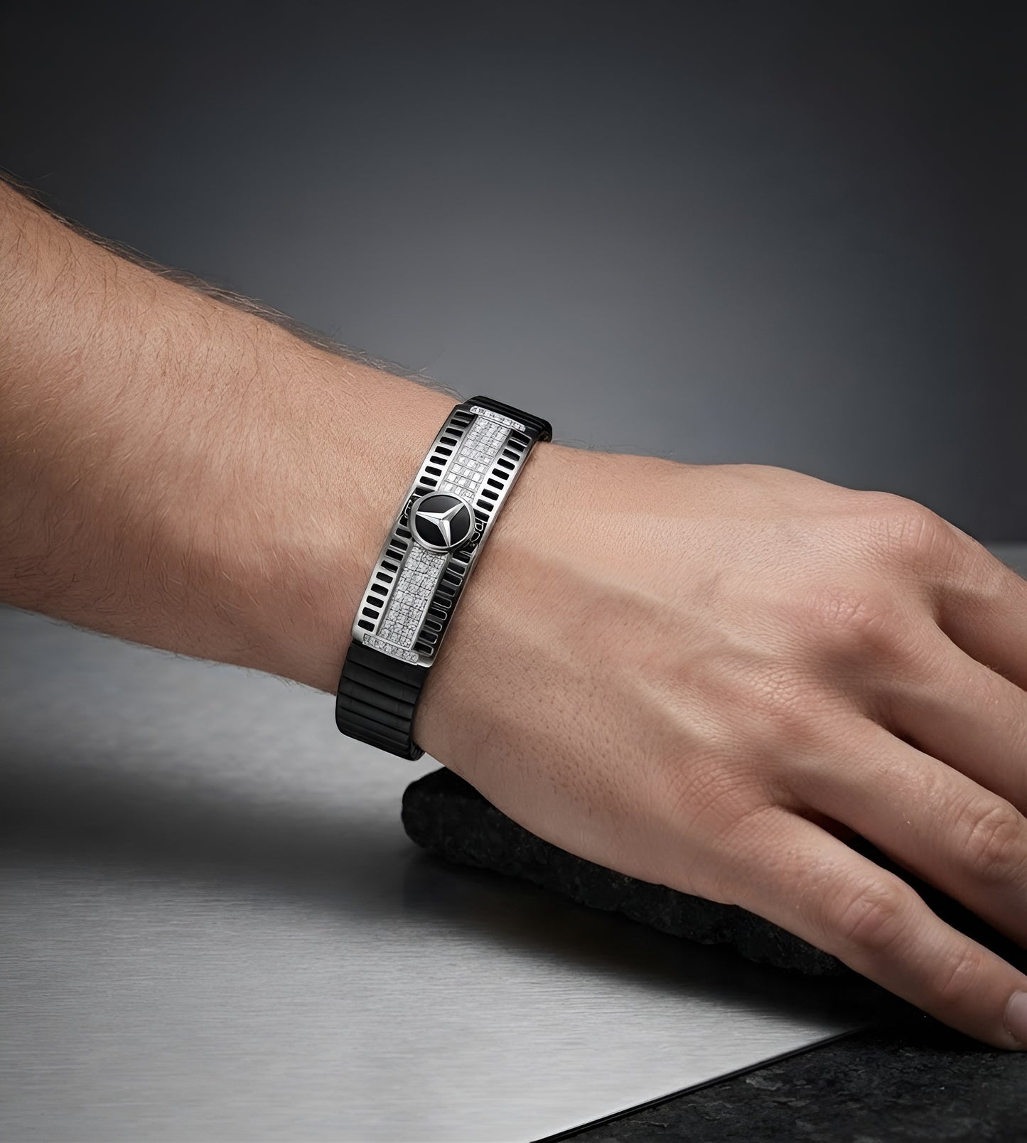 925 Sterling Silver Luxury Men's Designer Spring Band Bracelet