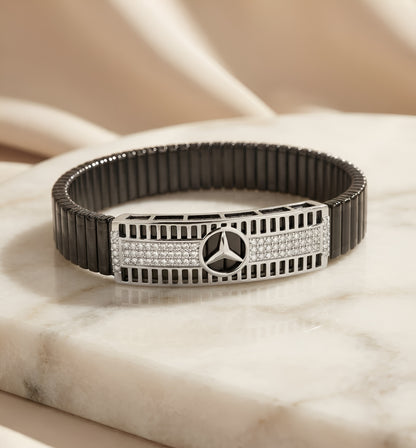 925 Sterling Silver Luxury Men's Designer Spring Band Bracelet