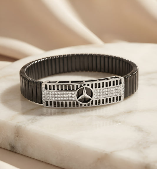 925 Sterling Silver Luxury Men's Designer Spring Band Bracelet
