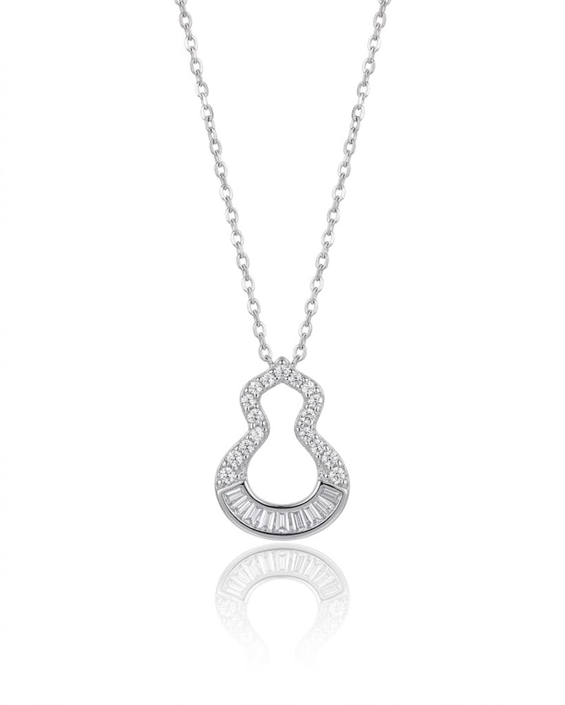 Silver Wulu Gourd Pendant Chain / Baguette American Diamonds