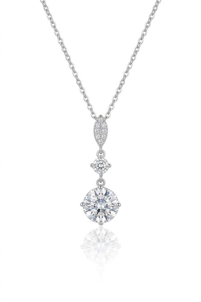 Silver Chain Pendant for Women American Diamond Three Stone Chain