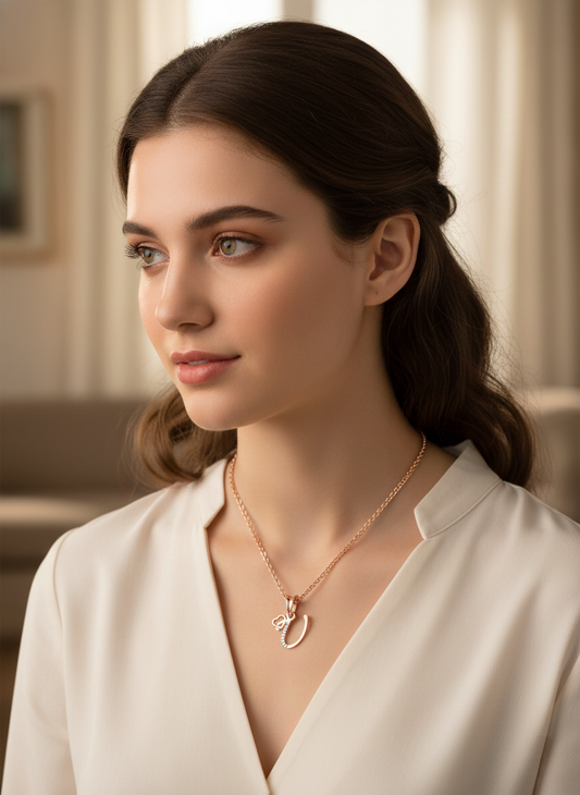 U Initial Alphabet Diamond Pendant - Diamond Jewellery