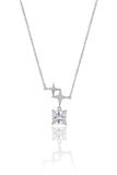 Silver Star Pendant Necklace with Princess Cut Diamond