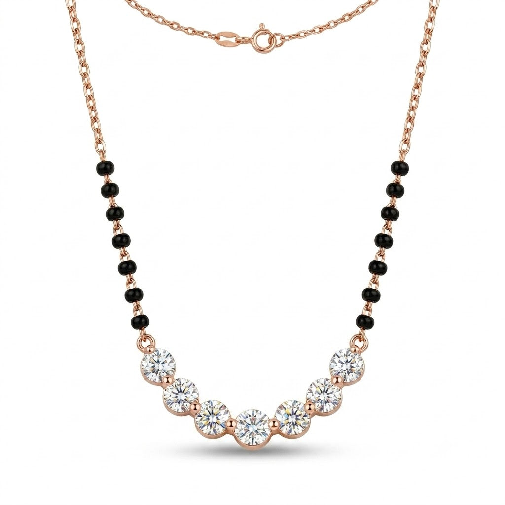 Elegant Rose Gold Mangalsutra Necklace with American Diamond