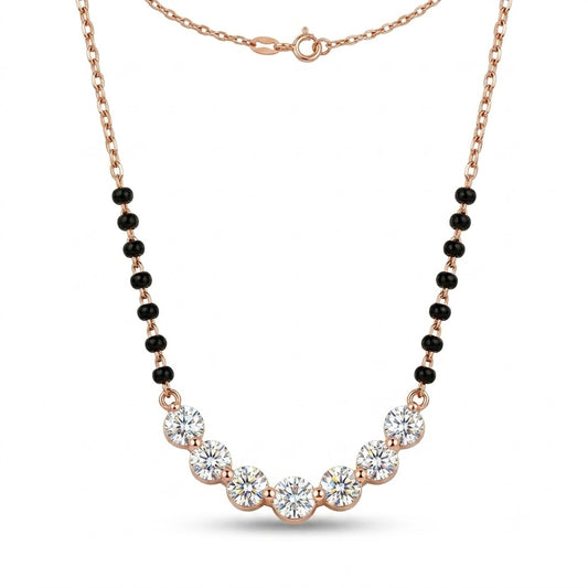 Elegant Rose Gold Mangalsutra Necklace with American Diamond