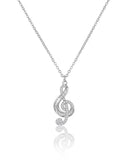 Sterling Silver Music Note Pendant Necklace Women Treble Clef Chain Gift
