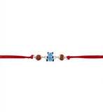 Adorable Bear Cub Silver Rakhi with Rudraksha Beads for Kids