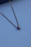 Rose Gold Mangalsutra Necklace with Blue American Diamond Pendant – Graceful & Contemporary
