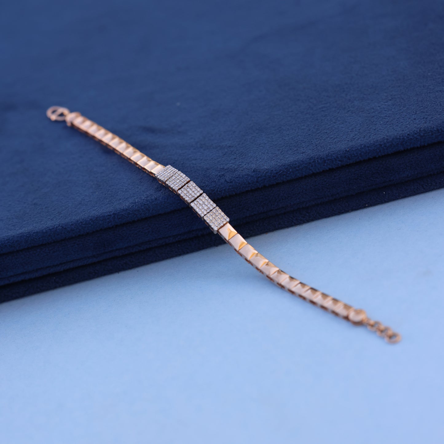Modern Geometric Lab-Grown Diamond Luxury Bracelet – Rose Gold Luxury
