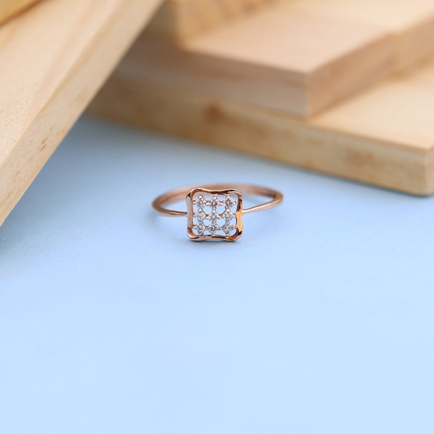 Elegant Lab-Grown Diamond Cushion Square Ladies Ring – Rose Gold Finish