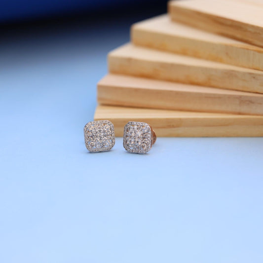 "Luxurious Lab-Grown Diamond Earrings - Square Stud Design - Eco-Friendly & Elegant"