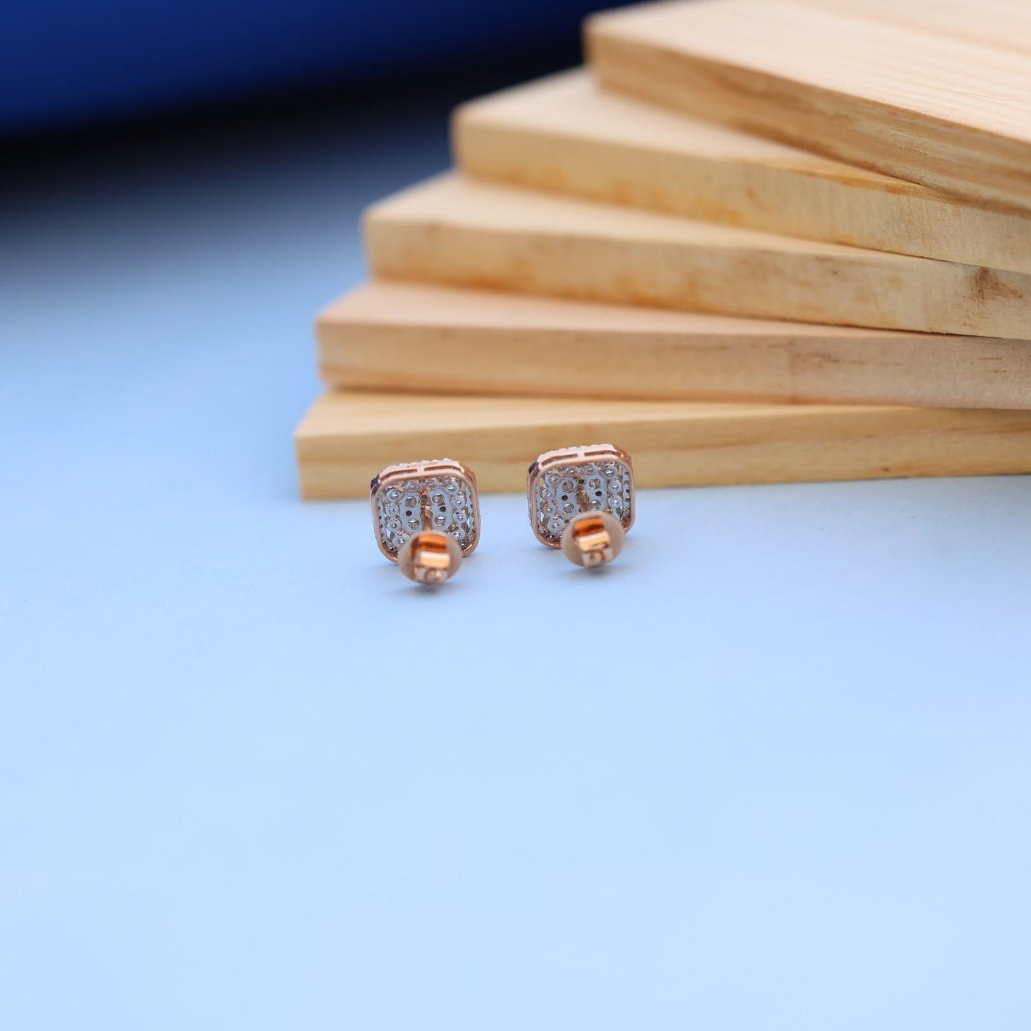 "Luxurious Lab-Grown Diamond Earrings - Square Stud Design - Eco-Friendly & Elegant"